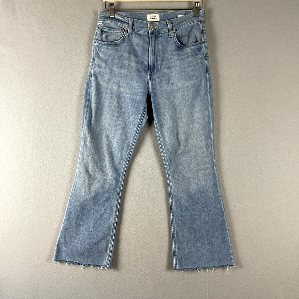 Citizens of Humanity Isola Crop Bootcut Jean Women 27 Blue Raw Hem Light Wash